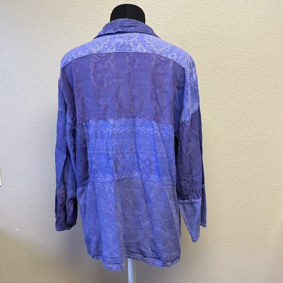 VTG Citron Santa Monica Women's Small Purple Patchwork Design Boho Blouse Top - Picture 3 of 14